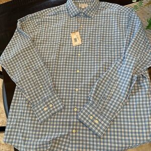 Peter Millar Blue and White Plaid Shirt